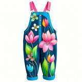 Lucky sale-Children's brightly colored floral overalls