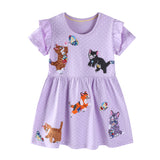 Embroidered Kitten Summer Sports Girls' Princess Dress