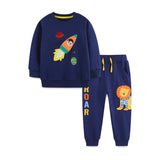 Animal Embroidered Sweatshirt Suit