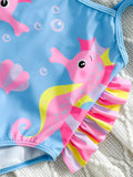 Dwarf Seahorse Printed Suspender Swimsuit