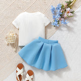 Three-Dimensional Flower Short Sleeve + Bow Pettiskirt