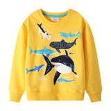 Shark Floral Print Long Sleeve Pullover