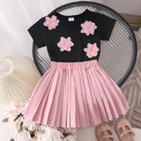 Pink Flower T-shirt + Skirt