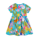 Girls' dress with cartoon animal print princess dress