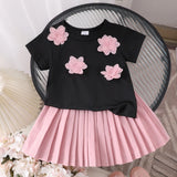 Pink Flower T-shirt + Skirt