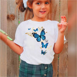 Butterfly Pattern Printed Girls' round Neck Short Sleeve T-shirt