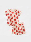 Printed Children's Short-Sleeved Shorts Two-Piece Set