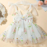 Lace Bow Flower Embroidery Dress