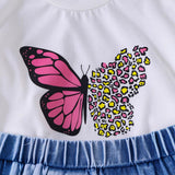 Butterfly Print Short Sleeve + Butterfly Denim Shorts
