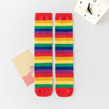Rainbow striped mid-calf socks and knee socks for children autumn and winter