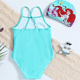 Mermaid Printed Swimsuit + Mermaid Swimming Cap