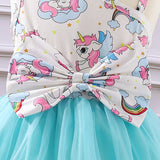 Oblique Shoulder Cartoon Sling Unicorn Print Dress