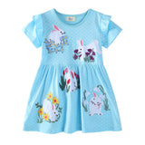 Rabbit Flower Embroidered Short Sleeve Dress