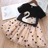 Cartoon Swan Short Sleeve + Skirt