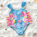 Dwarf Seahorse Printed Suspender Swimsuit