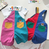 Boy Cartoon Bear Letter Splicing Suspender Shorts