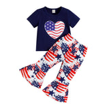 Independence Day Festival-Printed Short Sleeve Trousers Suit