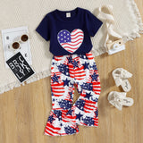 Independence Day Festival-Printed Short Sleeve Trousers Suit
