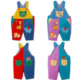 Boy Cartoon Bear Letter Splicing Suspender Shorts