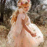 Lace Bow Flower Embroidery Dress