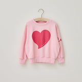 Girls T-shirt with Long Sleeves Hoodie Cute Big Peach Heart Print Fashion