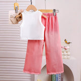 Sleeveless Patch Bow Top + Denim Trousers