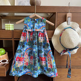 Western Style Little Girl Beach Vacation Vest Skirt + Hat
