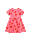 Children's short-sleeved dress with fashionable heart print, princess dress