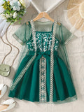Green Printing Mesh Dress
