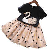 Cartoon Swan Short Sleeve + Skirt