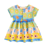 Multicolor Printing and Dyeing Short Sleeve Dress