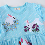 Rabbit Flower Embroidered Short Sleeve Dress