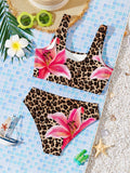 Leopard Print Flower Swimsuit