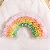 Girls' Rainbow Embroidered Strap Top + Trousers Suit