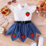 Strawberry Embroidered Shirt + Strawberry Skirt