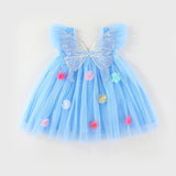 Multi-Color Optional-Butterfly Wings Three-Dimensional Embroidery Flower Dress