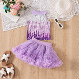 Purple Sleeveless Top + Tutu Skirt Suit