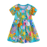 Girls' dress with cartoon animal print princess dress