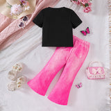 Butterfly Print T-shirt + Bell-Bottom Pants