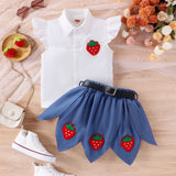 Strawberry Embroidered Shirt + Strawberry Skirt