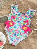 Flamingo Ruffled Cartoon Swimsuit
