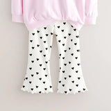 Girls Love Pattern Flared Legs