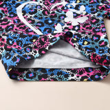Girls' Leopard-Print Love Long-Sleeved Sweater Casual Pants Suit