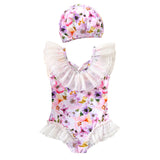 Sweet Flowers Swimsuit + Swimming Cap