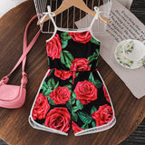 Flower Printing Gallus Siamese Trousers