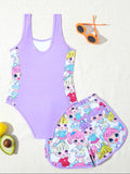 Cute Girl Print Swimsuit Suit