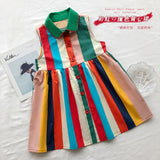 MOM &  Me -Sleeveless Colorful Striped Vest Dress