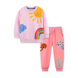 Puppy Embroidered Sweatshirt Suit