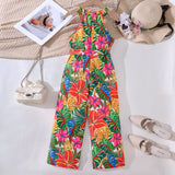 Printed Halter Long Jumpsuit