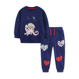 Dinosaur Embroidered Patch Sweatshirt Suit